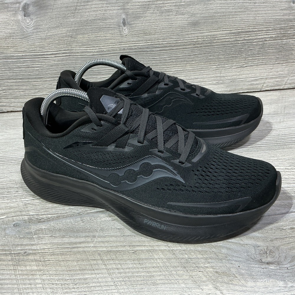 Saucony Ride 15 Womens Size 11.5 Triple Black Running Shoes Sneakers S10729-14